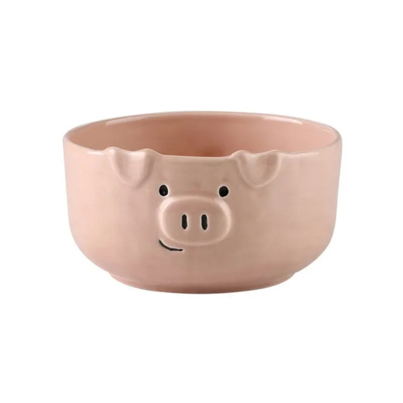European Creative Cute Pink Pig Tableware Dishes Home Ceramic Plate Breakfast Nordic Wind Irregular Matte Plate Kitchen Utensils.