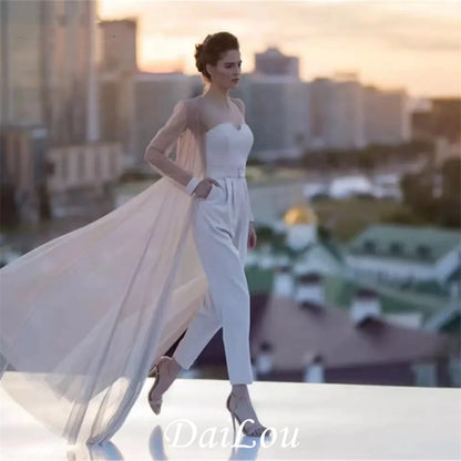 Jumpsuit Pants Evening Dresses Prom Gowns Dark Navy Formal Event Suit Boho vestido de Long Sleeve Evening Party Dress.