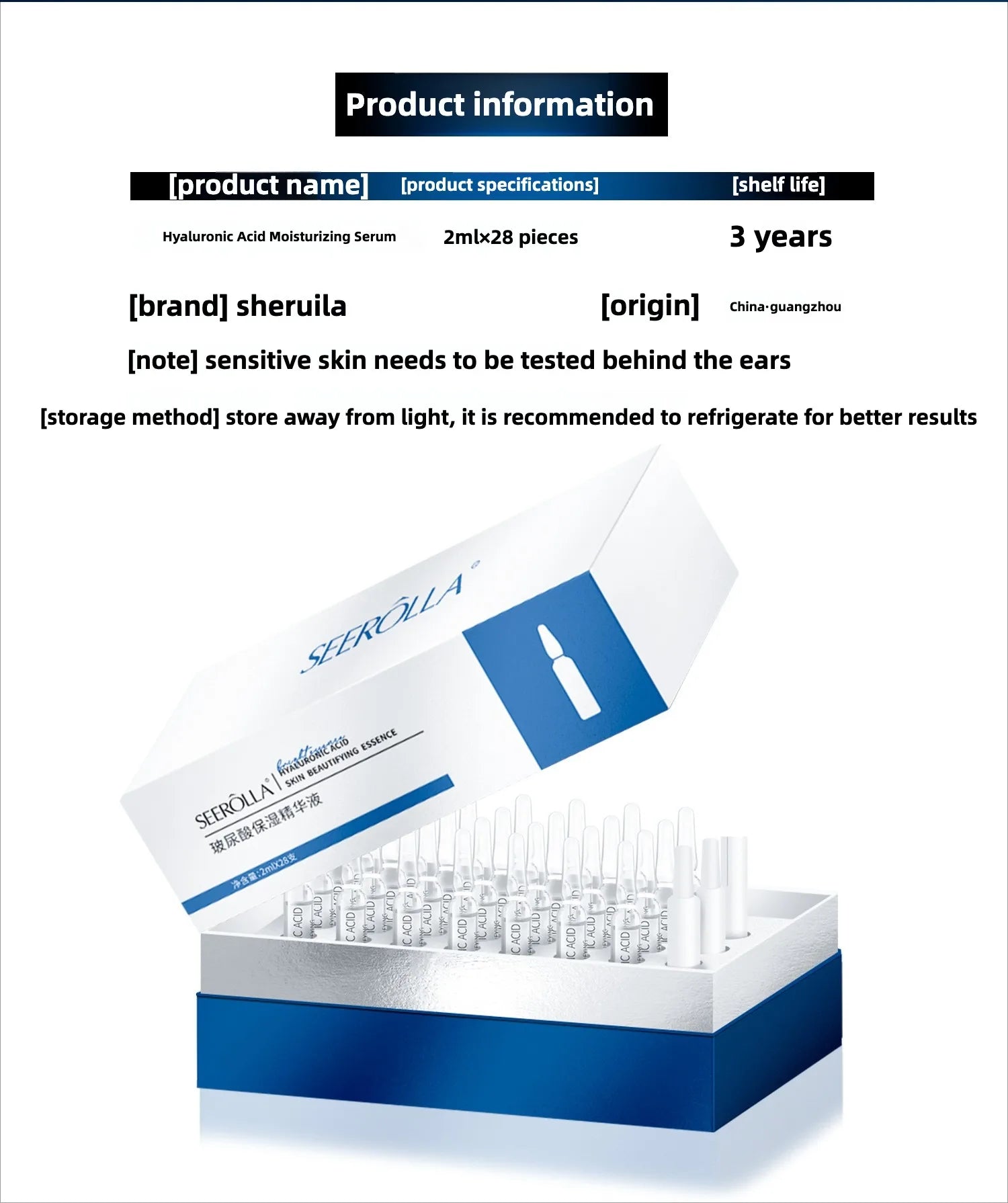 Hyaluronic Acid Serum Anti-Aging Moisturizing Shrink Pores Hydrating Whitening Essence For Microneedle Instruments Skin Care.