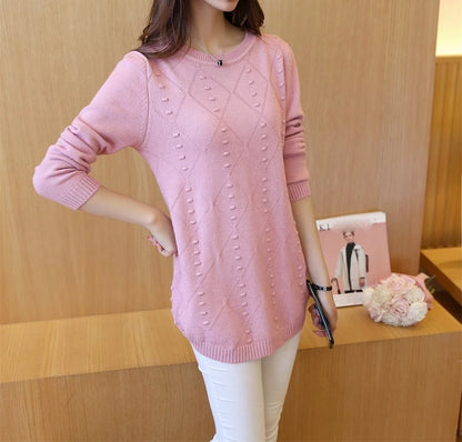 Strick pullover Herbst Winter Tops O-Ausschnitt Langarm Pullover lässig warme Damen pullover Midi lange schlanke Pullover Mädchen