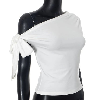 Vacation Styles One-Shoulder Cropped Top Womens Slim Fit Women One Shoulder Top Applicable For Vacation Brand New Condition.