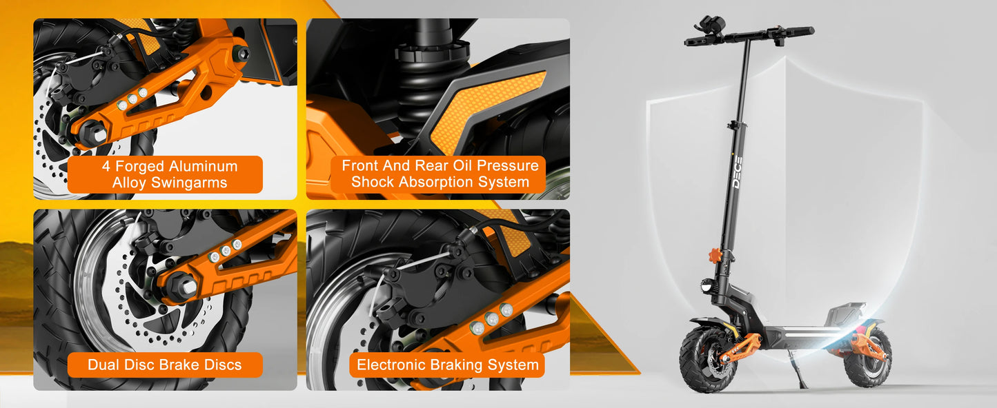 DECE DES20 Adult Electric Scooter 1200W Motor E-Scooter 48V13AH Battery 10 Inch Tire City Escooter.