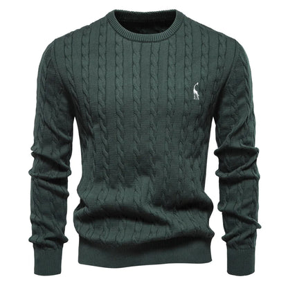 2024 High-quality Men's Sweater Pullover New Deer Embroidery Solid Color Knitted Sweater Men's Knit Sweaters  Men Clothing.