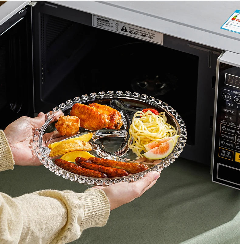 Divided Fruit Plate Glass Dried Fruit Candy Plate Household Side Dish Plate Breakfast Plate Fat-reduced Meal Plate Tableware.