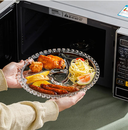 Divided Fruit Plate Glass Dried Fruit Candy Plate Household Side Dish Plate Breakfast Plate Fat-reduced Meal Plate Tableware.