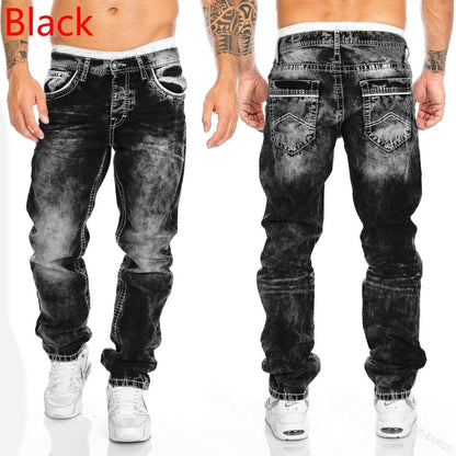 2024 NEW Mens Jeans Brands Straight Stretch Slim Jean Homme Pantalones Hombre Casual Pants Denim Trousers Baggy Jeans Black Blue.