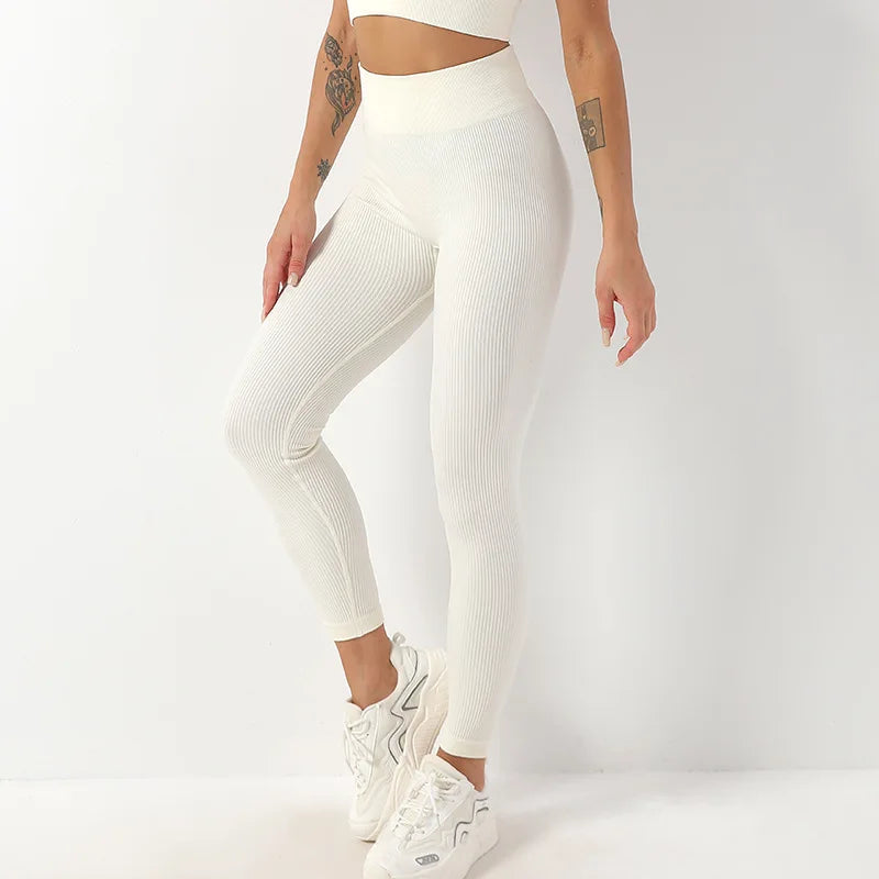 Ribbed Seamless Yoga Leggings For Gym High Waisted Push Up Sport Women Fitness Pants Workout Tummy Control Tights Female Legging.