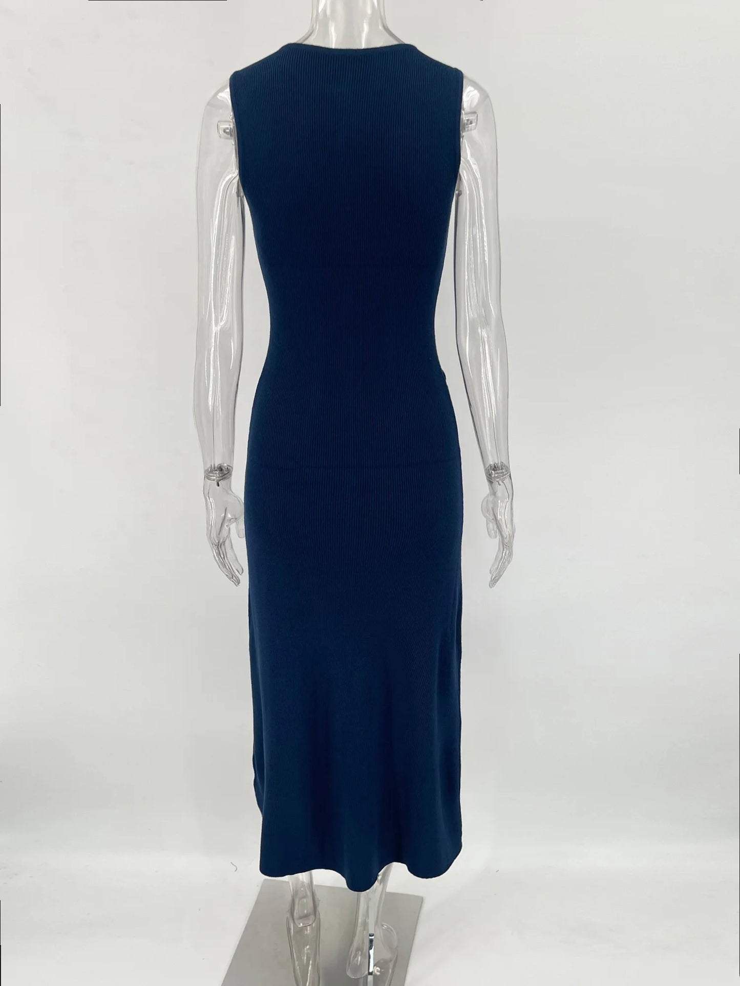 Tossy Strick-Maxikleid mit gerippter Strickjacke, weiblich, hohe Taille, schlanke Tasche, ärmellos, elegantes Partykleid, Damen-Strickwaren, langes Kleid.