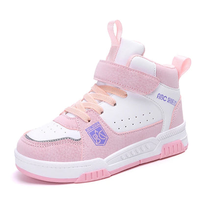 Luxury Design Girls Shoes Autumn Children Sneaker Autumn PU Leather High Top Shoes for Kids Sports Tennis Fashion Girl Sneaker