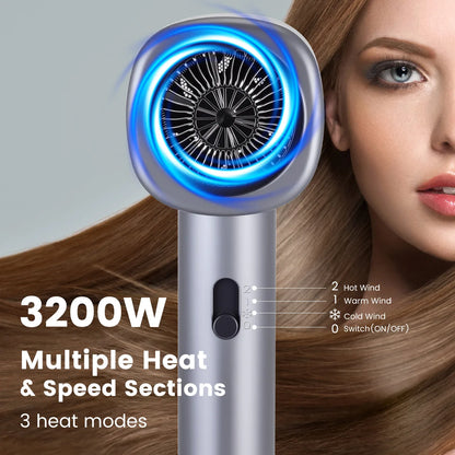 Hatteker 3200W Portable Hair Dryer 3 Temperature Settings Home Use Hotel Salon Professional Electric Blow Dryer for Travel