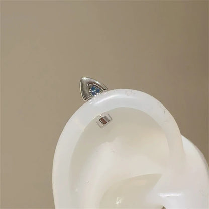 Silver Color Cat's Ear Droplet Shaped Zircon Stainless Steel Ear Bone Nail Earring for Women New Trendy Body Piercing Accessorie