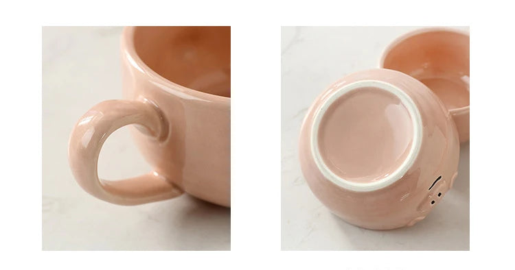 European Creative Cute Pink Pig Tableware Dishes Home Ceramic Plate Breakfast Nordic Wind Irregular Matte Plate Kitchen Utensils.