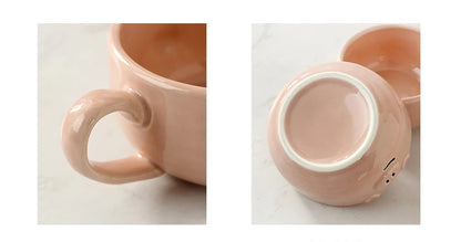 European Creative Cute Pink Pig Tableware Dishes Home Ceramic Plate Breakfast Nordic Wind Irregular Matte Plate Kitchen Utensils.