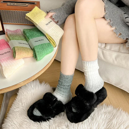 Winter Thick Warm Long Socks Gradient Wool Cashmere Kawaii Socks Women Thermal Floor Sleeping Socks New Year Gift Autumn 2024New.