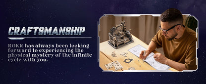 ROBOTIME Rokr Electric Marble Run with Light 3D Puzzle Toys Marble Spaceport Gifts for Kids Children Connect With Night City.