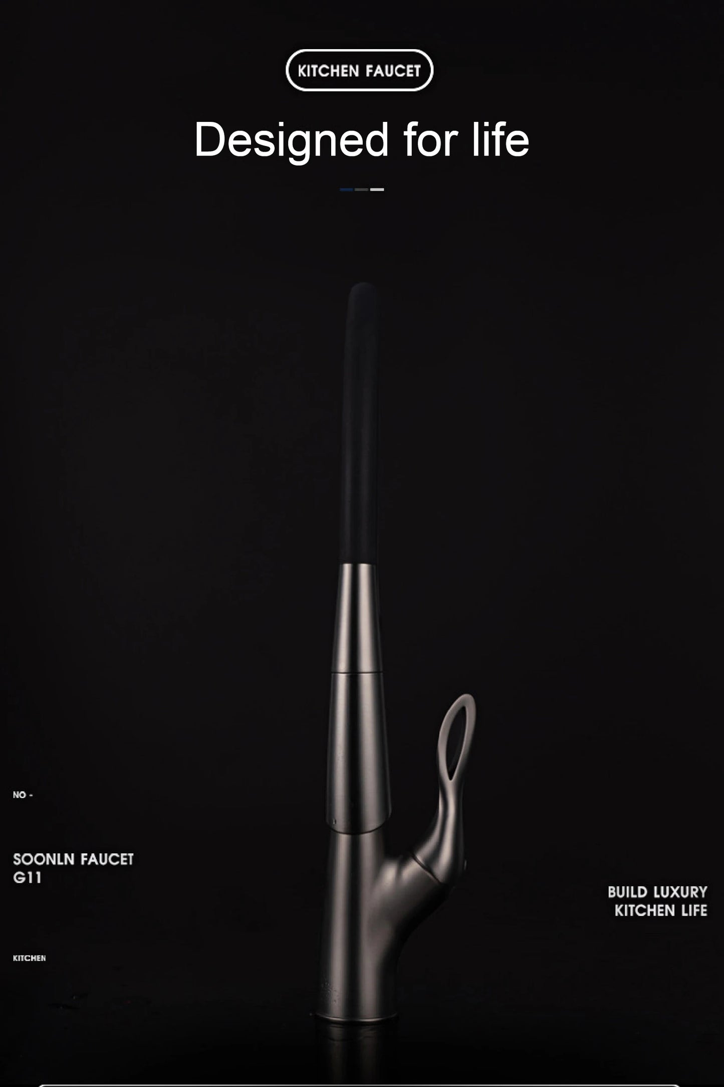 Moderner Luxus-Küchenarmatur aus schwarzem Messing, ausziehbares magnetisches Saugdesign, Einhebelmischer für heißes und kaltes Wasser mit 2 Funktionen