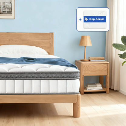 AUTHMIC Matratze 25 cm dicke Taschenfederung mit 7-Zonen-adaptierender Unterstützung, atmungsaktiv und hautfreundlich, mittlerer Fest für ruhigen Schlaf