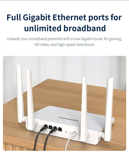 Comfast AX3000 WiFi6 Mesh System Wireless Router 5*5 dBi Antennas Wifi6 Mesh WiFi Router Easy Mesh/Andlink Gigabit Network Ports