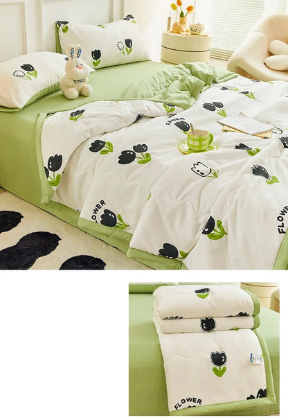 1pc Thin Duvet for Summer Quilt Single/Double/Queen Size Comforter Printed Blanket Home Soft Bedspread edredones (No Pillowcase)