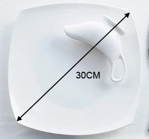 10.5 inch, bone china square dish, white ceramic plate for steak / soup, buffet serving trays, novalty dinner plate, rectangle.