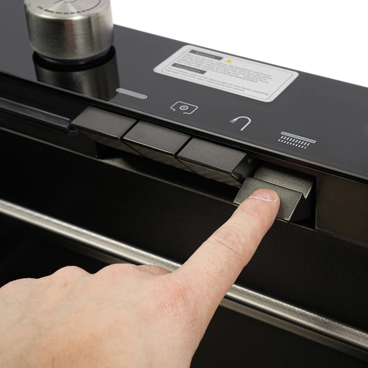 Edelstahl-Küchenspüle mit Abtropfkorb, ausziehbarer Wasserhahn, Schneidebrett, Tassenwascher, Digitalanzeige, 82 x 48 x 23 cm