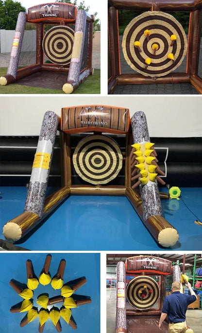 13-FT-Ziel zum Werfen aufblasbarer Axt (mit Gebläse und Schaumstoffachsen), Mietspiel für Kinder und Erwachsene in kommerzieller Qualität zum Werfen im Freien