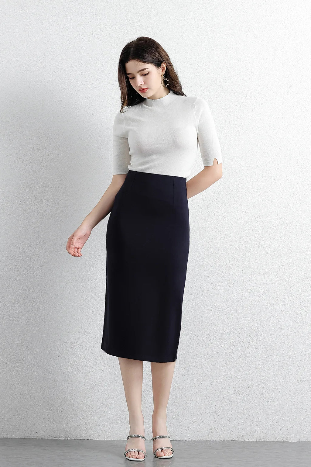 Women's Professional High Waist Long Pencil Skirt, Slim Fit Black Hip-hugging Skirt for Office Commute