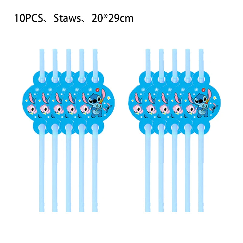 Stitch Party Supplies für Kinder Lilo und Stitch Geburtstag Party Dekorationen Luftballons Banner Tischdecke Hintergrund Geschirr