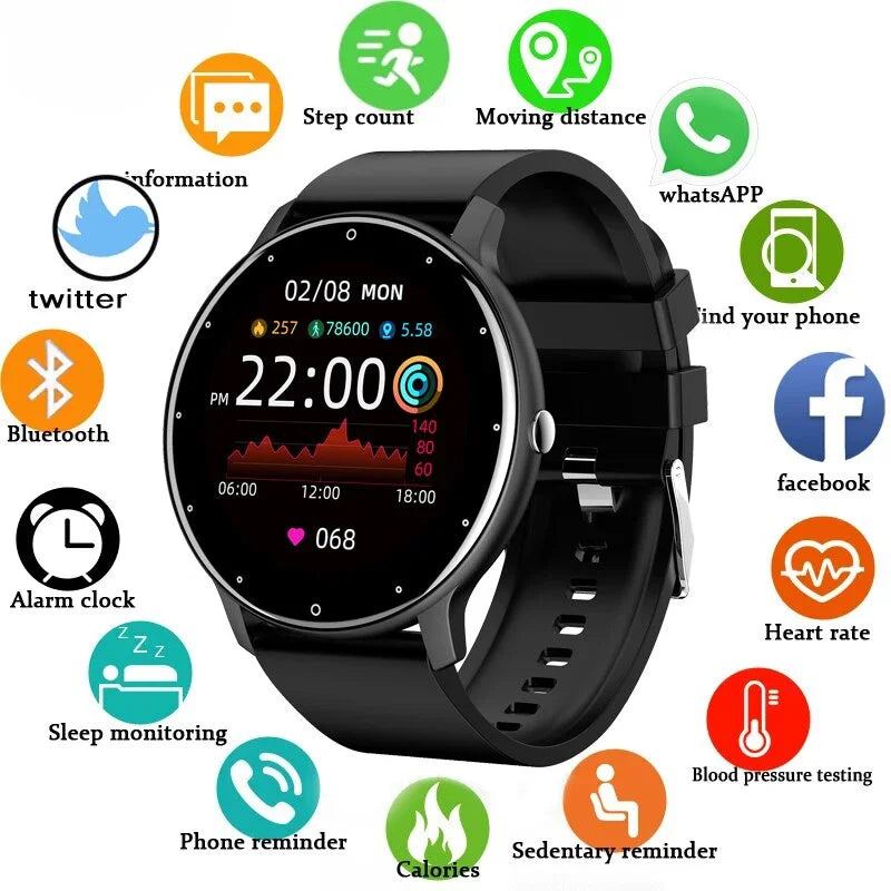 LIGE Smart Watch Women Men Full Touch Screen Bluetooth 5.2 Call Waterproof Watches Sports Fitness Tracker Factory IP67 ZL02 New.