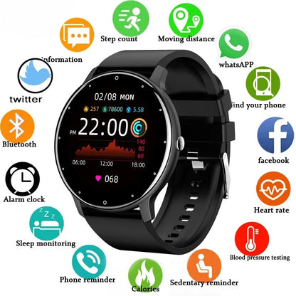 LIGE Smart Watch Women Men Full Touch Screen Bluetooth 5.2 Call Waterproof Watches Sports Fitness Tracker Factory IP67 ZL02 New.