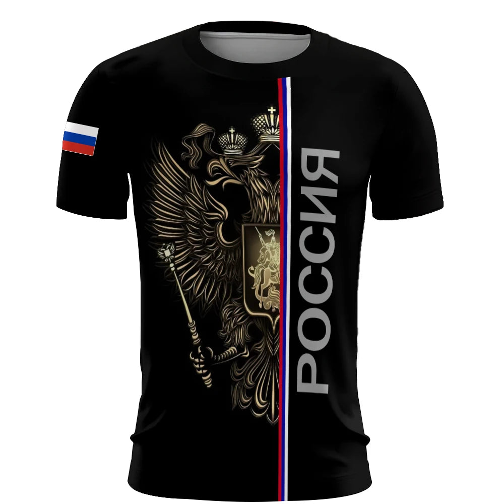 Russia Men's T-Shirts 3d Russian Flag Short Sleeve T-Shirt For Men Oversized Tees Mens Clothing Summer Casual Breath Sportswear.