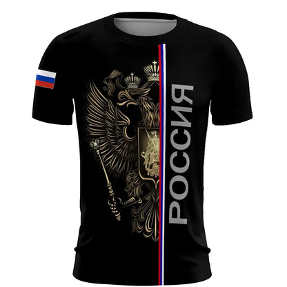 Russia Men's T-Shirts 3d Russian Flag Short Sleeve T-Shirt For Men Oversized Tees Mens Clothing Summer Casual Breath Sportswear.
