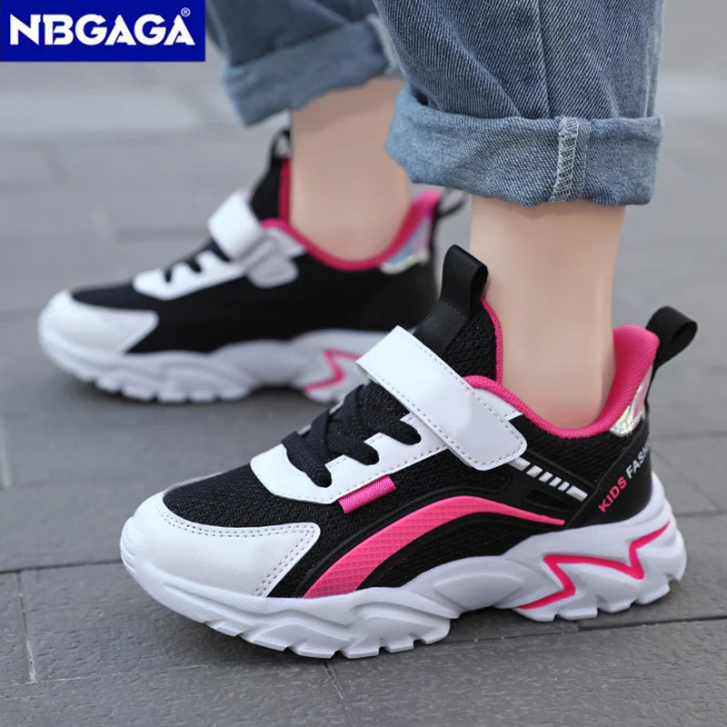 Trendy Lightweight Children Girls' School Shoes Anti-Slip Breathable Outdoor Casual Walking Sneaker Size 28-39.