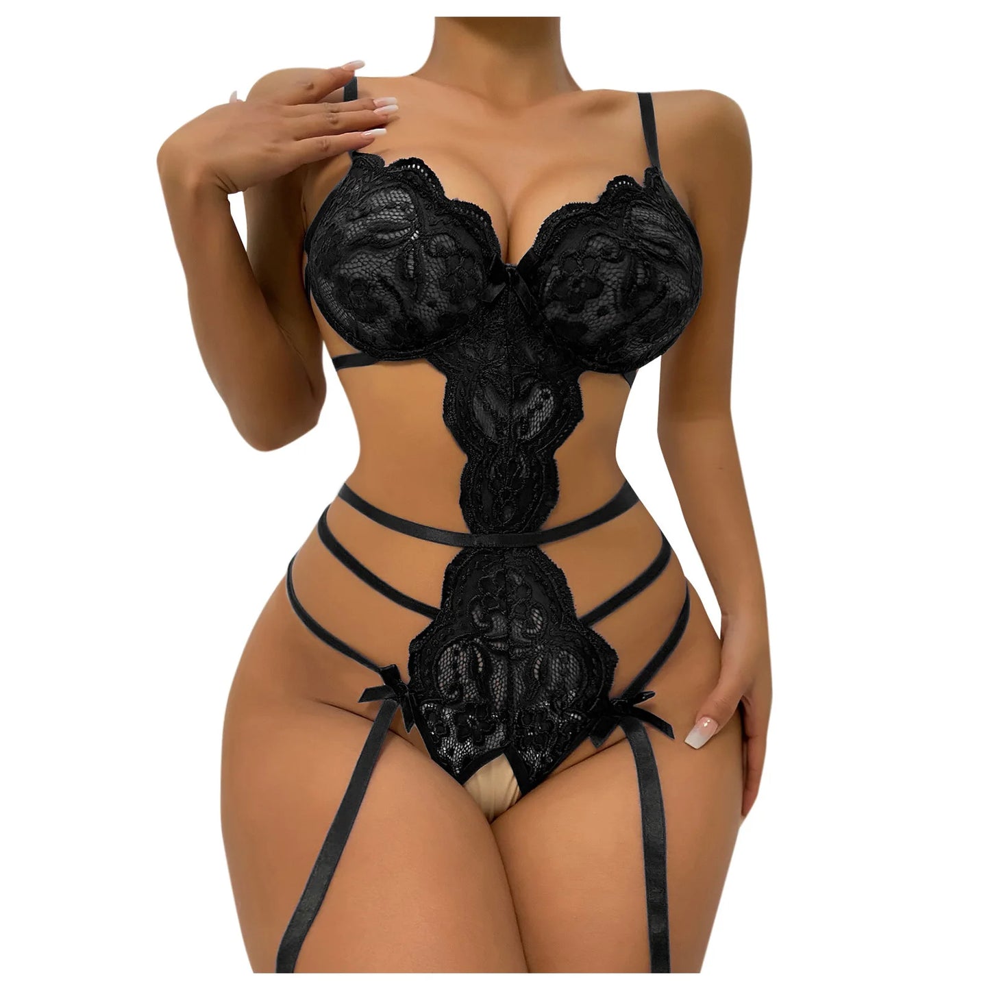 Ultra-Hot Sexy Lingerie for Women: Seductive Lace Open Bra Set, Alluring Ruffle Transparent Underwear & Provocative Erotic Bodys.