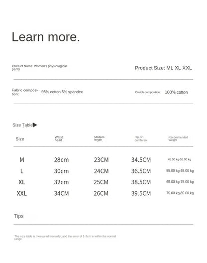 Menstrual Period Panties Women Cotton Plus Size Leakproof Period Underpants Breathable Female Waterproof Menstruation Breifs.