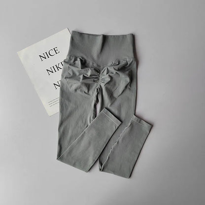 High Waist Belly-tightening Peach Buttocks Fitness Pants Unrestrained Cycling Pilates Skin-friendly High-elastic Yoga Leggings.