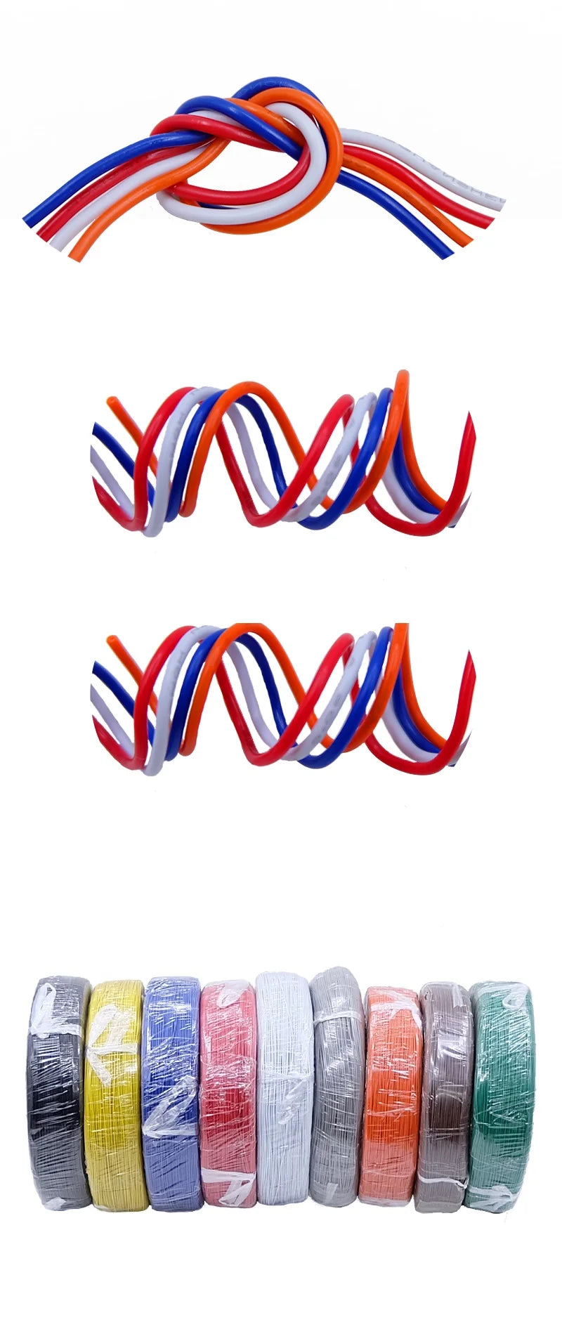 5M/50M Single Core Wire UL1007 PVC Tinned Copper Line 14/16/18/20/22/24/26 AWG Solid Cord LED Line DIY Equipment Electric Cable.