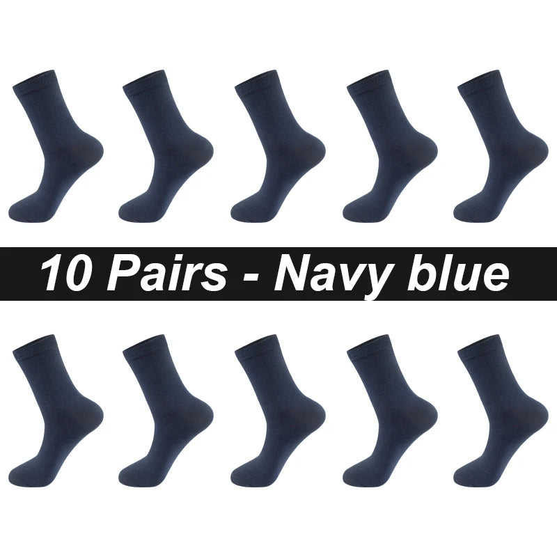 10Pairs/Lot Men Combed Cotton Socks Black Casual Business Breathable High Quality Man Sock New For Male Plus Size EU38-48