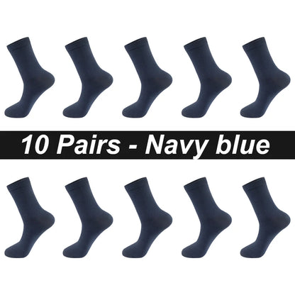 10Pairs/Lot Men Combed Cotton Socks Black Casual Business Breathable High Quality Man Sock New For Male Plus Size EU38-48