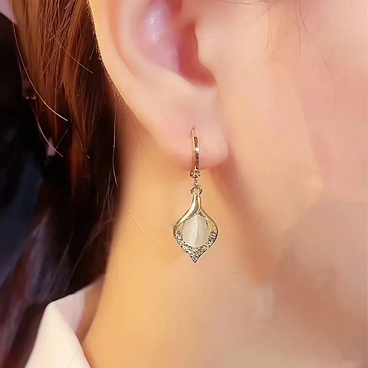 Luxury High-end Temperament Trendy Fashion Ladies Cat's Eye Stone Angel Eye Earrings,Earrings Jewelry Gift Accessories.