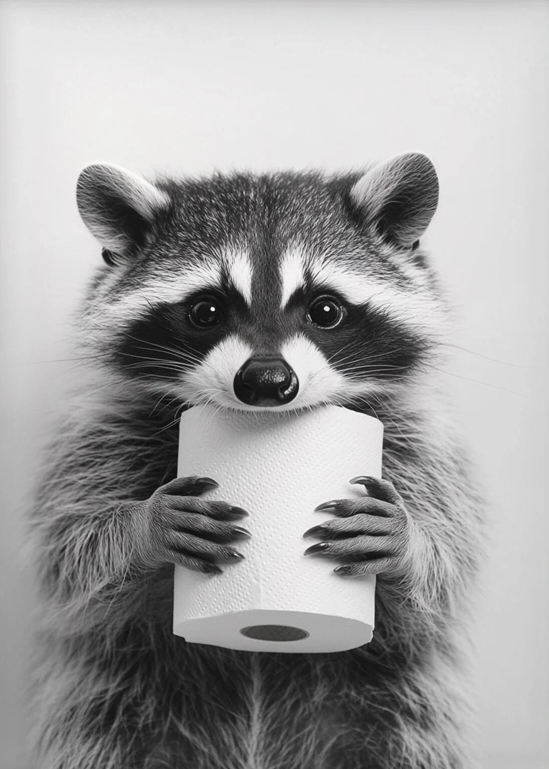 Highland Cow Otter Cat  Raccoon with Toilet Paper Poster Print Canvas Painting Bathroom Wall Art Funny Toilet Humor Home Decor.