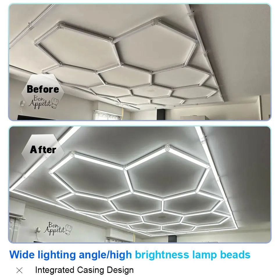 LED Honeycomb Lamp Barbershop Light Hexagon Lights Lamp AC85-265V Led Tube Ceiling Lighting For Car Detailing Workshop.