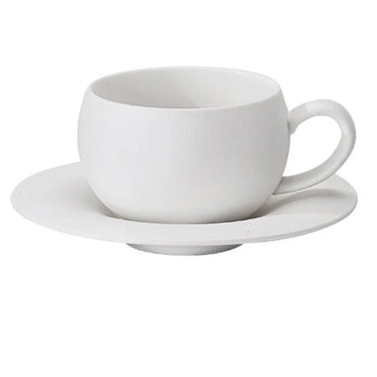 110/280ml Japanese-style Ceramic Mug Black White Fired Stone Coffee Cup and Saucer Set Breakfast Milk Coffee Cup Egg-shaped Mug.