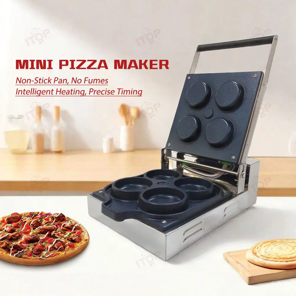 ITOP DM-4P Electric Mini Pizza Waffle Maker Tortilla Waffle Oven 4pcs Round Mold Electric Oven Round Pancake Machine.