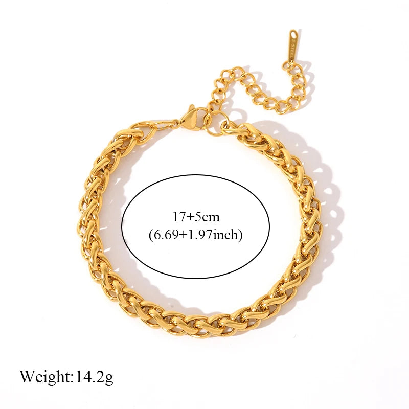 EILIECK 316L Stainless Steel Twisted Bracelet Bangles For Women Trendy 18K Gold Plated Wrist Chain Waterproof Jewelry Gift Party.