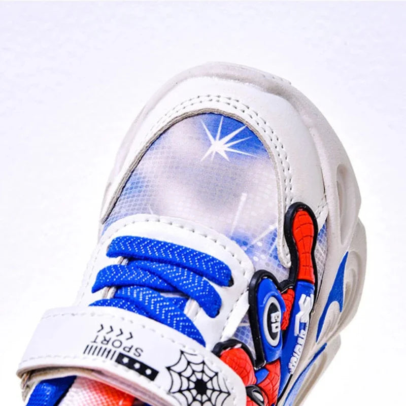 Disney Fashion Spiderman Baby Boys Sneakers Spring/autumn Children's Shoes Lighted Sneaker Trendy Kids Boy Sports Casual Shoes.