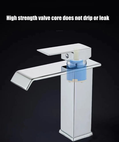 Black waterfall hot and cold faucet wash basin countertop basin bathroom cabinet splash proof basin faucet kitchen