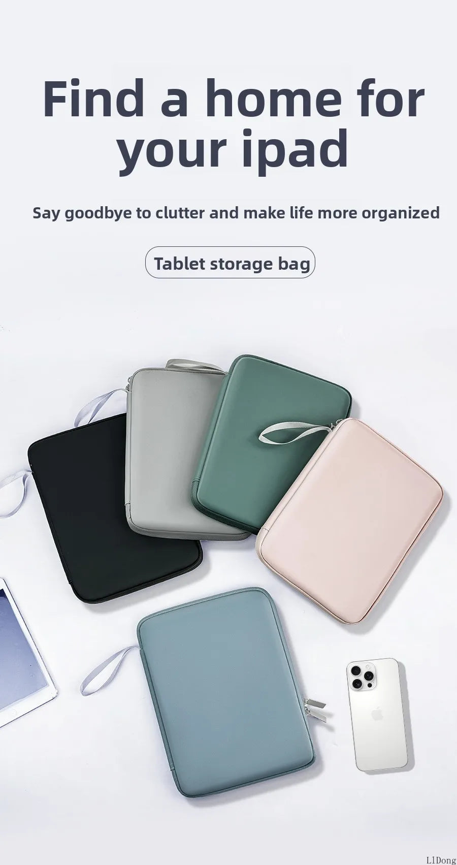 Tablet Cases Bag Sleeve 7.9-12.9 Inch Tablet pouch for IPad air case Pro Samsung Xiaomi Tablet pouch Shockproof  Multi Pockets.