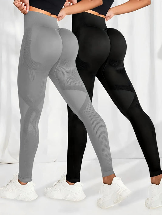 Atmungsaktive Yoga-Leggings mit hoher Taille für Damen, einfarbig, Bauchkontrolle, Sportbekleidung, bequeme Fitness-Studio-Strumpfhose, Activewear