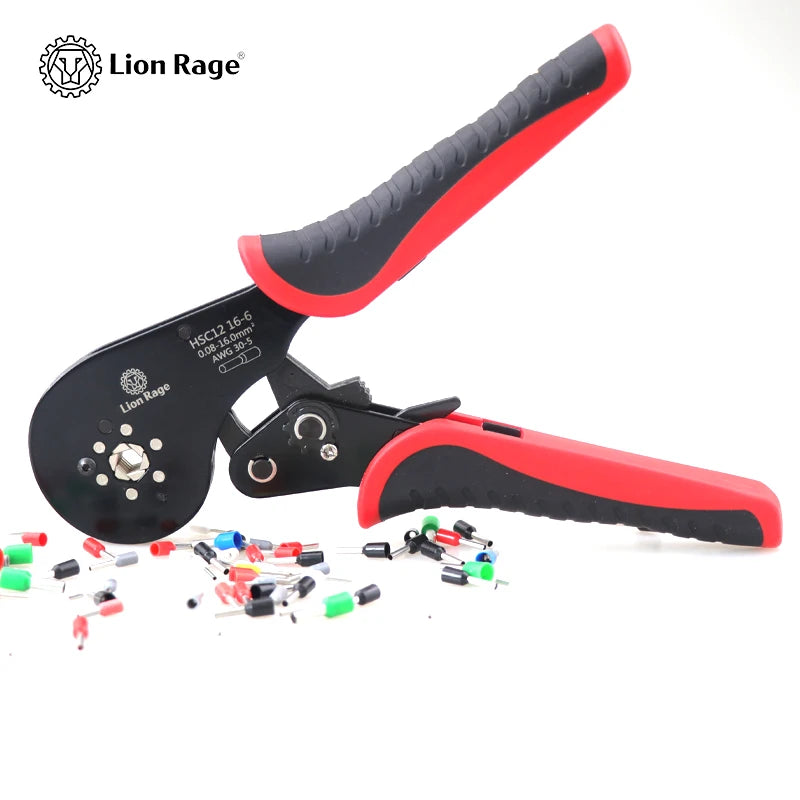 Aderendhülsen-Crimpzange HSC12 16–6 Mini-Rohrklemmen für große Anschlüsse, elektrische Klemmen, 0,08–16 mm2/30–5 AWG